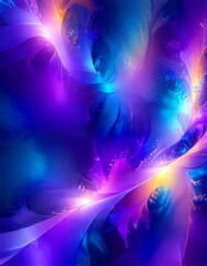 Aufkleber - a digital art piece featuring a vibrant, abstract design with swirling, multicolored shapes and patterns The colors are predominantly blue, purple, and