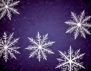 Aufkleber - a collection of five white snowflakes against a purple background, each with intricate and delicate patterns