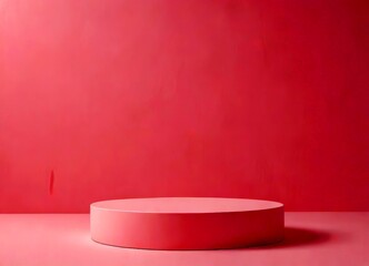 Leinwandbilder - A pink pedestal stands alone against a solid pink background, its smooth surface reflecting the light and creating a sense of tranquility
