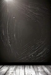 Aufkleber - A black and white wooden floor with a chalkboard-like texture on the wall behind it, creating a sense of depth and space