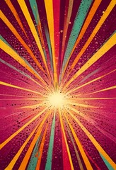 Fototapete - a vibrant abstract design with a central bright light surrounded by radiating lines in various colors, including yellow, orange, pink, and purple