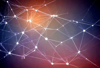 Leinwandbilder - a complex network of interconnected lines and dots, resembling a spider web or a web of interconnected nodes, set against a dark background