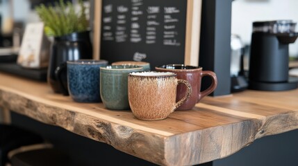 Cozy home coffee station with eclectic mug collection for rustic kitchen decor