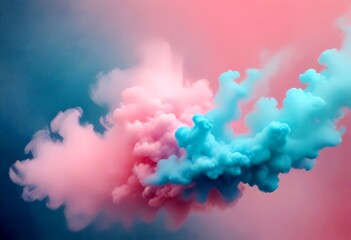 Poster - Pink and blue smoke swirls against a gradient sky, creating a captivating visual effect