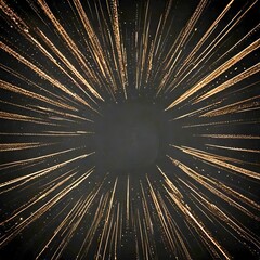 Fototapete - a starburst pattern with a central black void surrounded by radiating golden lines against a black background