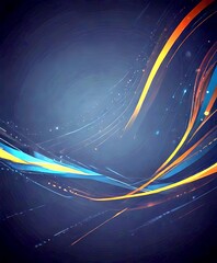 Fototapete - a dark background with abstract, curved lines in shades of orange and blue, creating a dynamic and visually striking composition