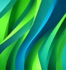 Fototapete - a vibrant abstract composition of overlapping curved lines in shades of green and blue, creating a dynamic and visually striking pattern