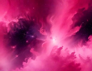 Leinwandbilder - a vibrant, cosmic scene with swirling clouds of pink and purple hues, scattered stars, and a sense of depth and dimension