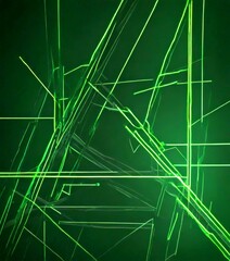 Leinwandbilder - a complex pattern of intersecting green lines and arrows against a dark green background, creating a visually striking abstract design