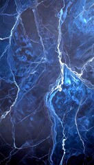 Aufkleber - a close-up view dark blue marble surface with a striking pattern of white lines and swirls, creating a sense of movement and depth