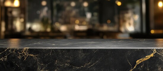 Wall Mural - Black Marble Countertop with Blurry Background