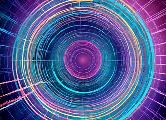 Poster - a digital illustration complex network of interconnected lines and circles, creating a visually striking and abstract pattern