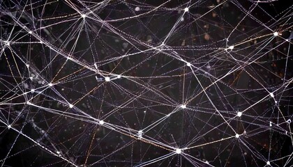 Leinwandbilder - a close-up view spider web, with numerous small white dots or 