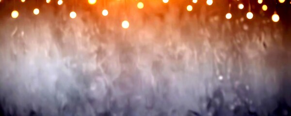 Fototapete - A blurred background with a gradient of light and dark tones, featuring a pattern of small, round lights suspended from the top