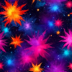 Aufkleber - a vibrant, abstract pattern of colorful fireworks exploding against a dark background, creating a sense of movement and energy
