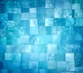 Poster - a blue and white abstract background composed of numerous small square tiles arranged in a grid-like pattern The tiles vary in size and overlap, creating a sense of depth