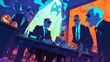 © jessica - An illustrated group of businesspeople in a Halloween-decorated boardroom