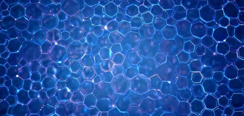Leinwandbilder - a close-up view dark blue, hexagonal pattern with small, blurred lines connecting the hexagons, creating a sense of depth and complexity