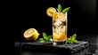 © MakeItAI - A refreshing highball with whiskey, ginger ale, and a dash of lemon juice, garnished with mint and a lemon slice. AI Generated.