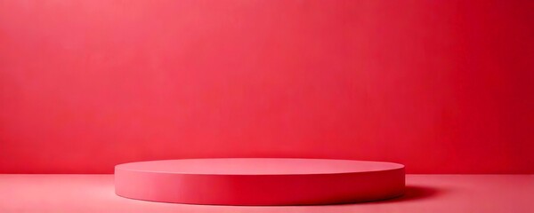 Leinwandbilder - A pink pedestal stands alone against a solid pink background, its smooth surface reflecting the light and creating a sense of tranquility