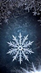 Aufkleber - A close-up photograph delicate, intricate snowflake against a dark, moody background, with a subtle reflection of the snowflake visible in the bottom right corner