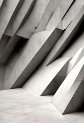 Leinwandbilder - a close-up view concrete wall with a geometric pattern of intersecting lines and angles, creating a visually striking and abstract composition