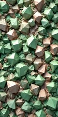 Leinwandbilder - a close-up view pile of irregularly shaped, green and brown paper cutouts