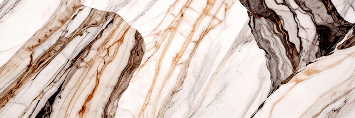 Leinwandbilder - a close-up view marble surface with a textured, striped pattern in shades of white, beige, and brown