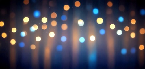 Fototapete - a dark background with a pattern of colorful, blurred lights in various shades of blue, orange, and yellow, creating a festive and celebratory atmosphere
