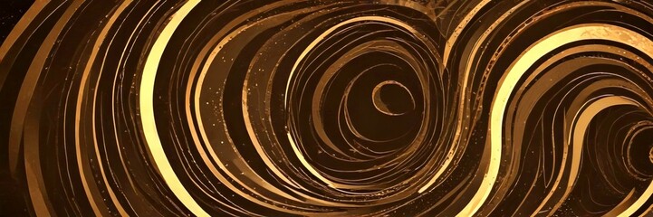 Leinwandbilder - a dark brown abstract background with a repeating pattern of concentric circles and lines in varying shades of brown and gold, creating a sense of depth and movement