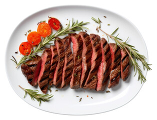 Sticker - PNG Grilled Sliced Beef Steak plate beef rosemary.