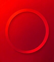 Leinwandbilder - a red circle with a thin line, set against a gradient background transitioning from a deep red at the top to a lighter shade at the bottom