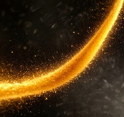 Fototapete - a dynamic scene of golden particles or specks, appearing to be in motion, against a dark background The particles are scattered and overlapping, creating a sense of depth