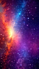 Leinwandbilder - a captivating view nebula, a vast cloud of gas and dust in space, bathed in a spectrum of colors including orange, blue, purple, and white The nebula