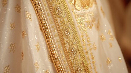 Wall Mural - Golden embellishments on traditional saudi arabian attire for ceremonial occasions