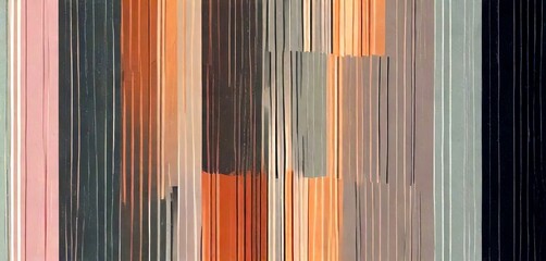 Leinwandbilder - a vertical arrangement of vertical lines in various shades of brown, gray, and black, creating a visually striking abstract pattern