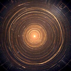 Leinwandbilder - a circular pattern of concentric circles, with a bright central point surrounded by a dark background The outermost circles are slightly larger than the innermost ones,