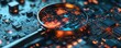 © tanapat - 3D magnifying glass over a circuit board, technological analysis