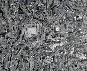 Leinwandbilder - a detailed view circuit board, with numerous small components and traces arranged in a complex pattern