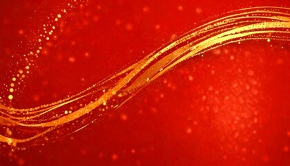 Leinwandbilder - A red background with gold lines and dots, creating a dynamic and festive atmosphere