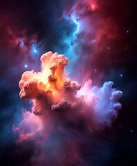 Leinwandbilder - a vibrant, colorful nebula with swirling clouds of gas and dust illuminated by the light of distant stars, set against a dark, star-filled background