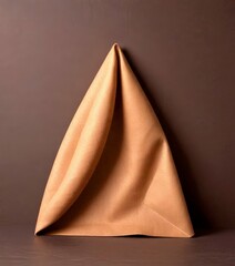 Leinwandbilder - A folded napkin in a triangular shape is placed against a dark background