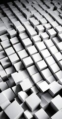 Poster - A grid of white cubes, with varying shades of gray, creating a visually striking abstract pattern