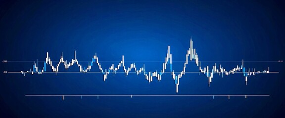 Poster - The displays a financial chart with a blue background and white lines representing stock prices over time