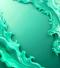 Leinwandbilder - a vibrant, turquoise-colored abstract design with a central, empty space surrounded by swirling, curving shapes that create a dynamic, wave-like pattern.
