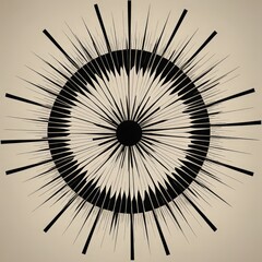 Leinwandbilder - a striking abstract design composed of radiating lines and a central black circle, in black and white