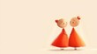 © ProPhotos - A cute cartoon drawing of two girls in elegant red dresses standing next to each other against a light background.