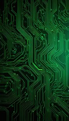 Aufkleber - a close-up view circuit board with a complex network of green and black lines and traces