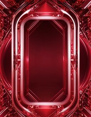 Leinwandbilder - a red, metallic, and reflective surface with a central, empty frame The background is a dark red color, creating a striking contrast with the red frame The does