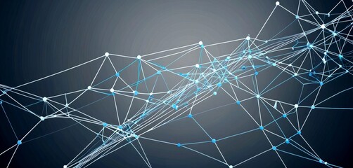 Leinwandbilder - a complex network of interconnected lines and dots, resembling a digital or technological abstract design The lines and dots are arranged in a way that